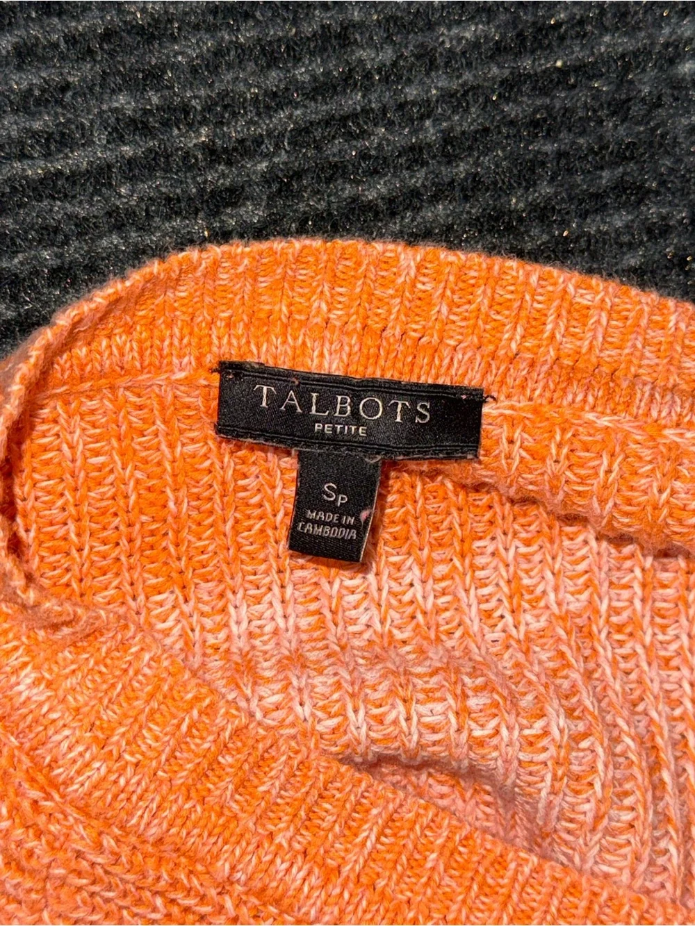 Talbots 100% Pima Cotton P Small Ombre Sweater Pink Orange Colorblock Knit Top